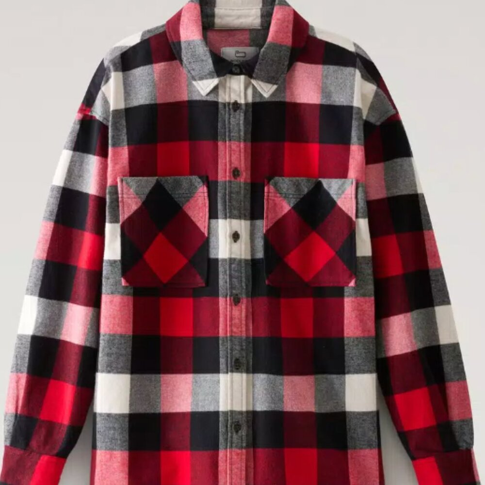 Woolrich Archive Flannel Check Shirt Red Black Buffalo, size L/XL women’s